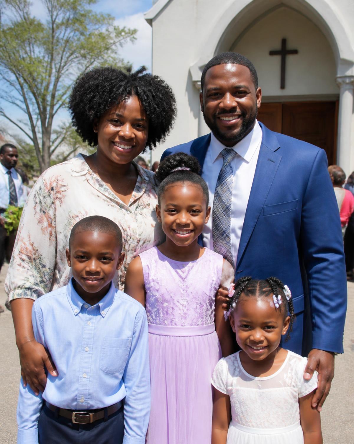 A family at MEDSELI after Sunday service